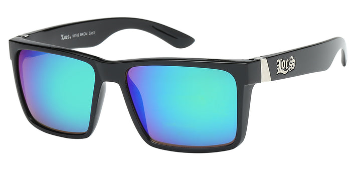 Locs 8LOC91102-BKCM Classic Street Style Color Mirror Lens Square Frame Unisex Sunglasses