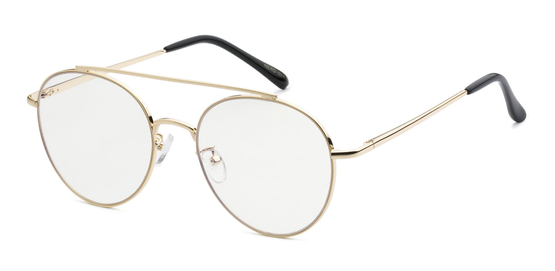 Nerd Eyewear NERD-078 Class Lightweight Aviator Spring Hinge Frame with Clear Lens