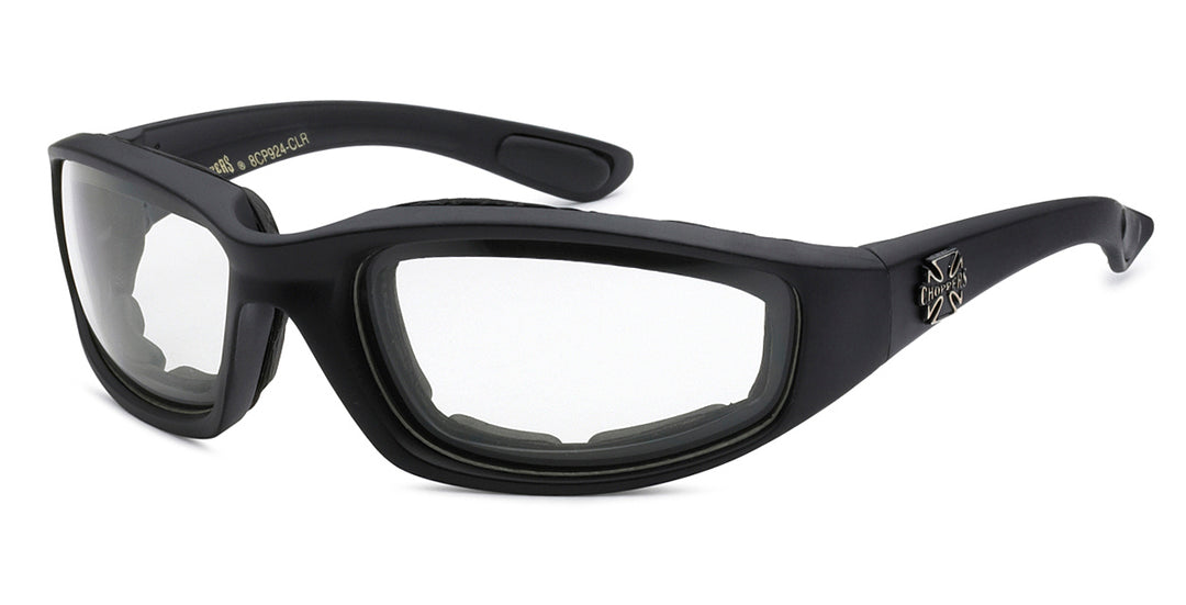 Choppers 8CP924-CLR Clear Lens Foam Lined Unisex Motorcycle Glasses (Made in China)