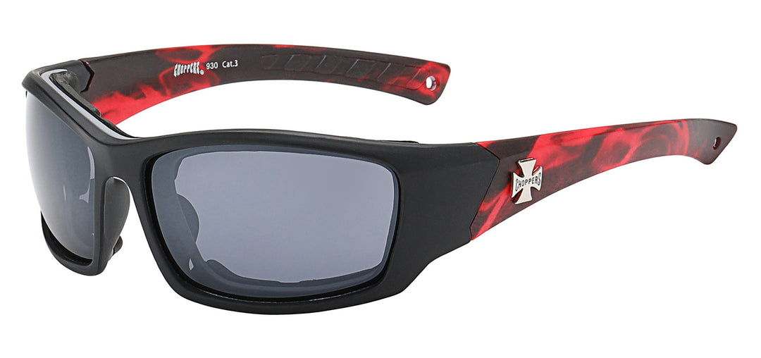 Choppers 8CP930 Foam Padded Flame Print Polycarbonate Frame Unisex Motorcycle Sunglasses