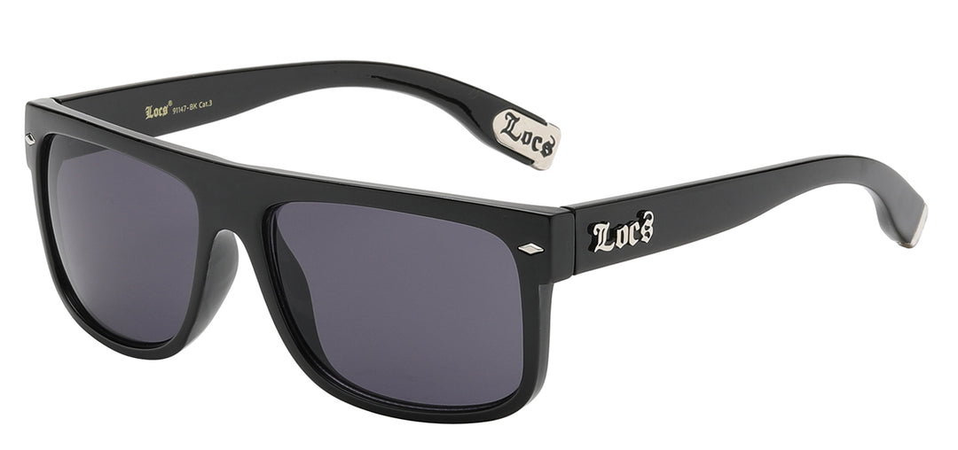 Locs 8LOC91147-BK Tough Street Retro Square Polycarbonate Wrap Unisex Shades