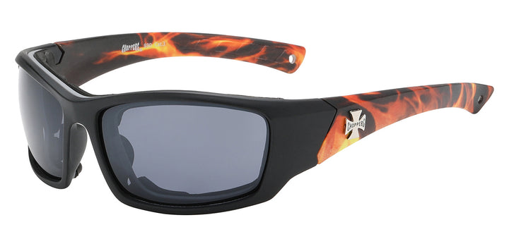 Choppers 8CP930 Foam Padded Flame Print Polycarbonate Frame Unisex Motorcycle Sunglasses