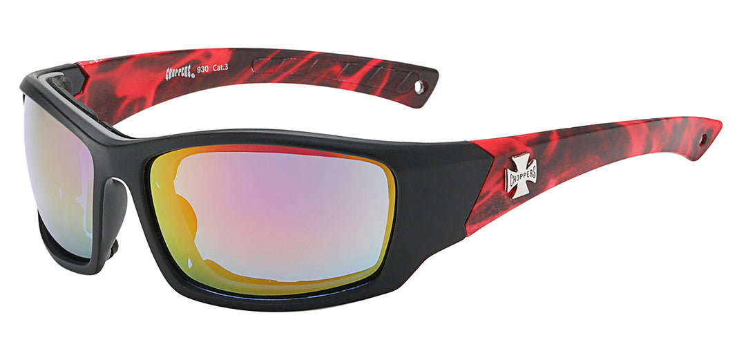 Choppers 8CP930 Foam Padded Flame Print Polycarbonate Frame Unisex Motorcycle Sunglasses