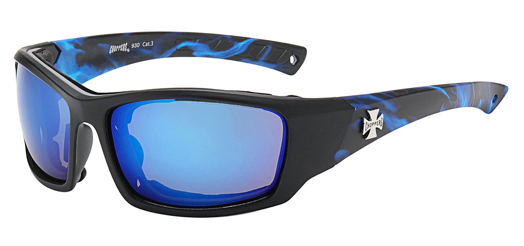 Choppers 8CP930 Foam Padded Flame Print Polycarbonate Frame Unisex Motorcycle Sunglasses