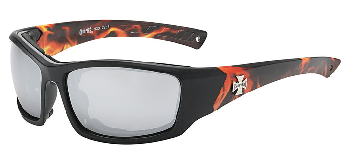 Choppers 8CP930 Foam Padded Flame Print Polycarbonate Frame Unisex Motorcycle Sunglasses