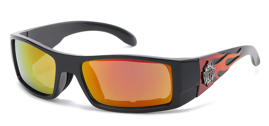 Choppers Men's Foam Padded Sunglasses - SFM C17 Goggle Style, 100% UV Protection, Matte Black