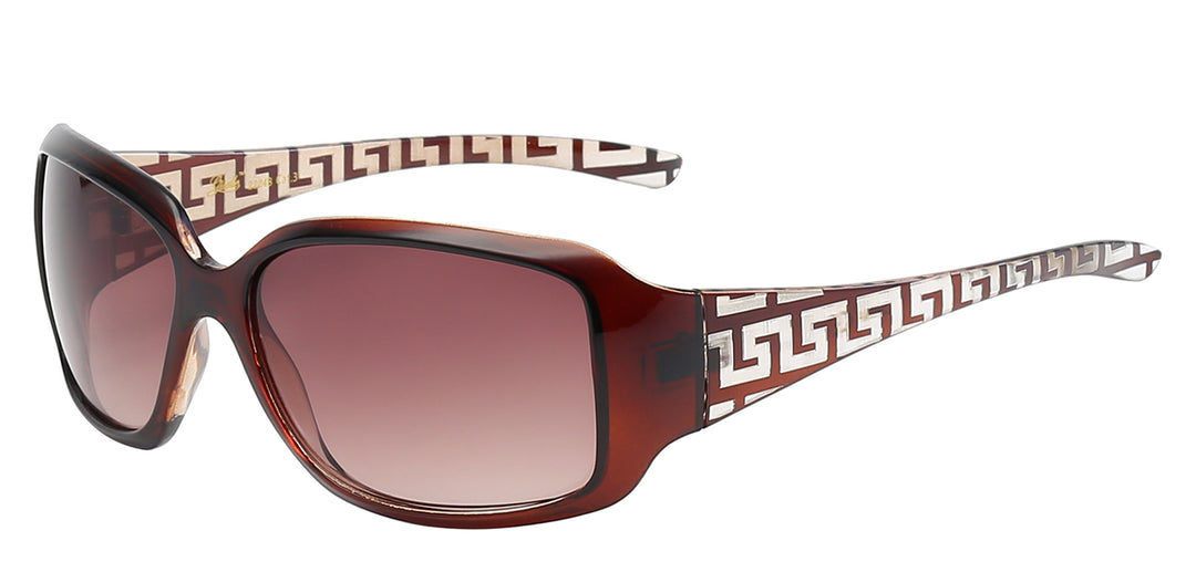 Giselle 8GSL22248 Couture Polymer Wrap Mosaic Design Temple Ladies Sunglasses