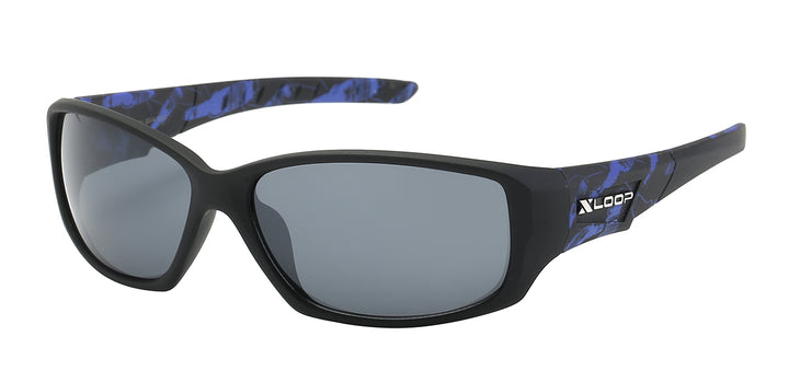 XLoop 8X2554 Contour Fit Polycarbonate Wrap Fracture Pattern Temple Unisex Sunglasses