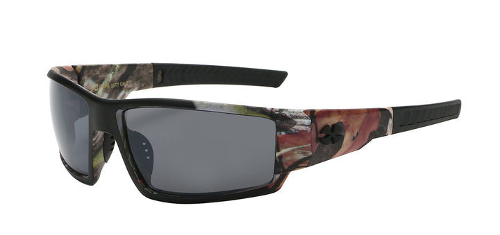 XLoop 8X2577 Polycarbonate Sport Wrap with Camo Printed Temple Unisex Sunglasses