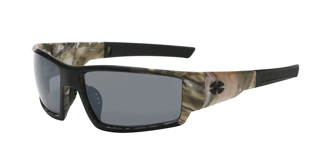 XLoop 8X2577 Polycarbonate Sport Wrap with Camo Printed Temple Unisex Sunglasses