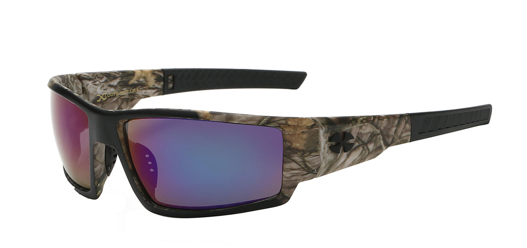 XLoop 8X2577 Polycarbonate Sport Wrap with Camo Printed Temple Unisex Sunglasses