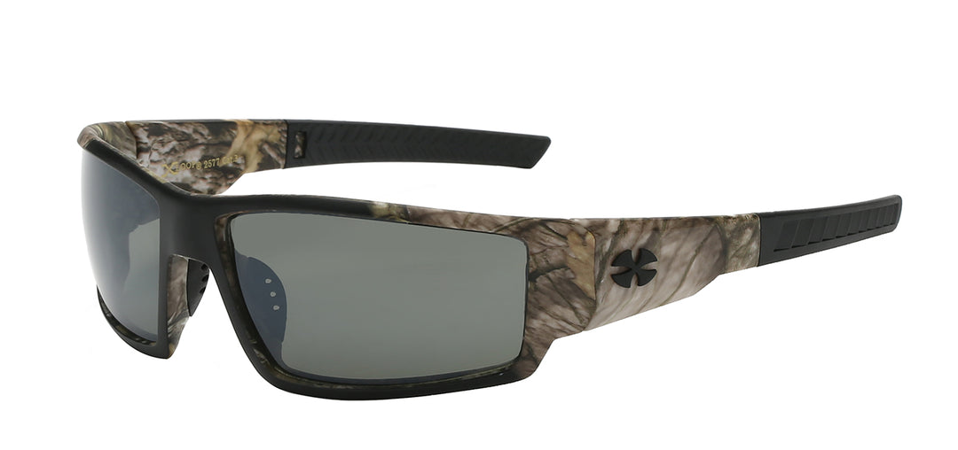 XLoop 8X2577 Polycarbonate Sport Wrap with Camo Printed Temple Unisex Sunglasses