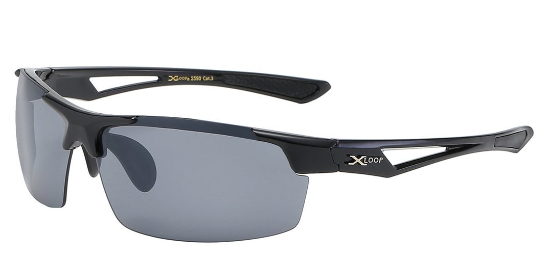 XLoop 8X2593 Semi Rimless Blade Polycarbonate Wrap Unisex Sunglasses