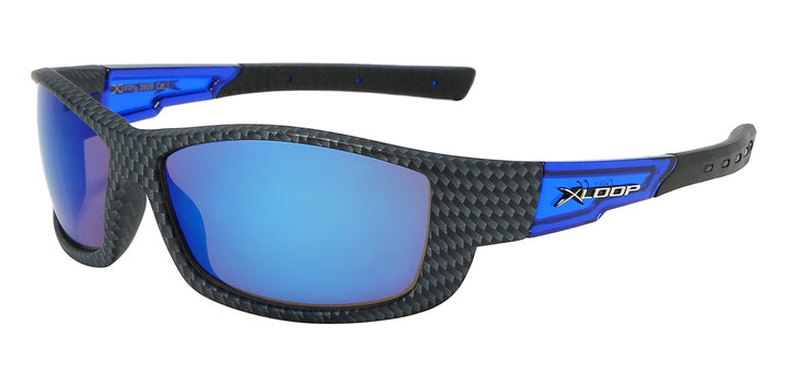 XLoop 8X2609 Phenomenal Carbon Fiber Print Polycarbonate Wrap Unisex Sunglasses