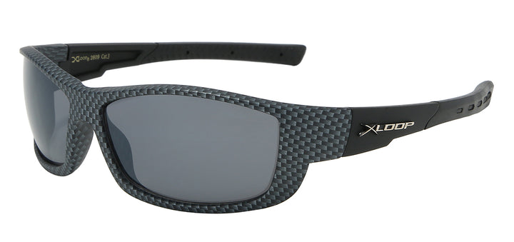 XLoop 8X2609 Phenomenal Carbon Fiber Print Polycarbonate Wrap Unisex Sunglasses