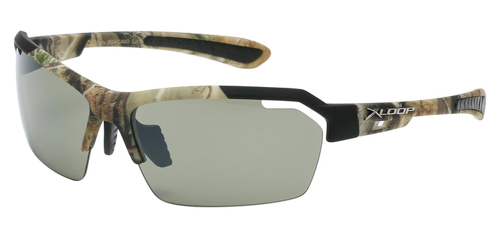 XLoop 8X2634-CAMO Camo Print Athletic Semi-Rimless Wrap Unisex Sunglasses