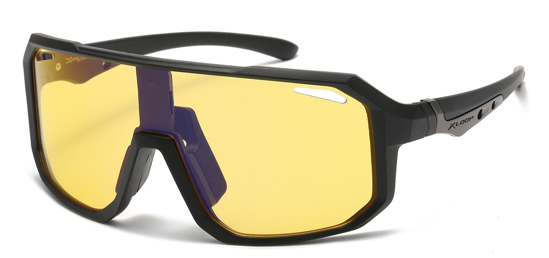 Xloop Sports Sunglasses Mens Half Rim Light Weight Frame UV 400 - Black  Green (Teal Mirror) - C9186RXAA2Z