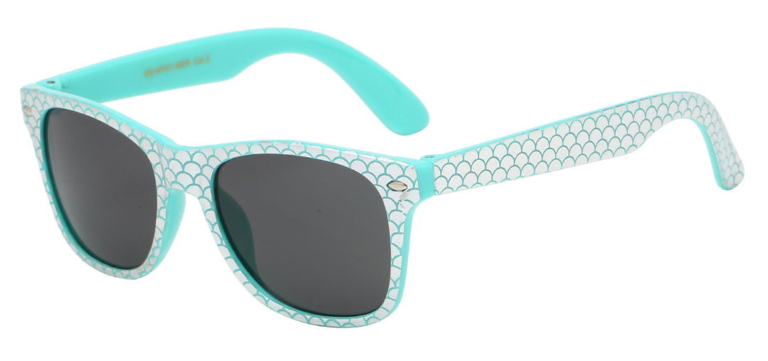 Juniors Retro Rewind KG-WF01-MER Mermaid Fish Scale Printed Frame Girl's Sunglasses