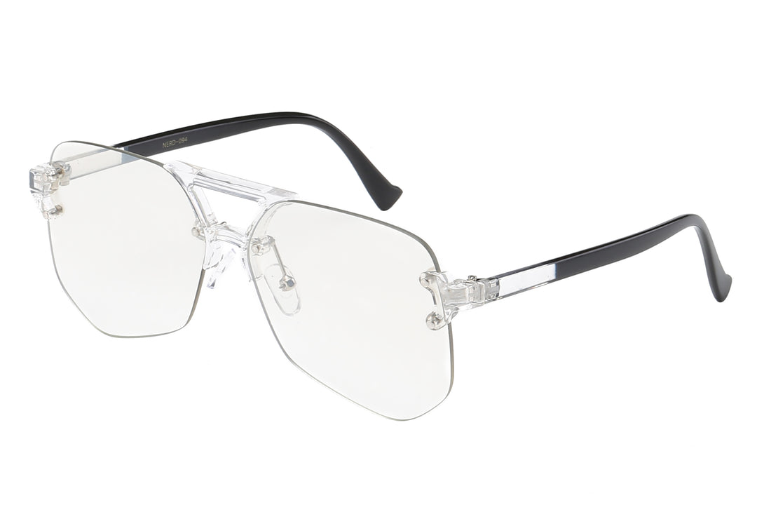 Nerd Eyewear NERD-094 Chic Rimless Polymer Fashion Accessory Frame with Clear Lens