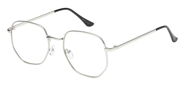 Nerd Eyewear NERD-1208 Geeky and Retro Hexagonal Metal Wire Frame Clear Lens Accessory Glasses