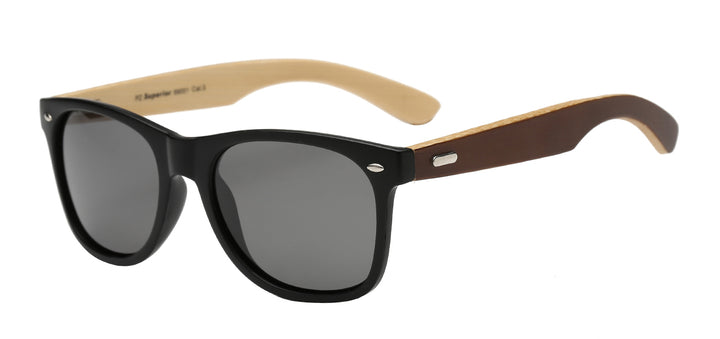 Polarized Superior PZ-SUP89001 Classic Iconic Frame Eco-Friendly Bamboo Temple Unisex Sunglasses