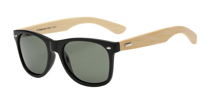 Polarized Superior PZ-SUP89001 Classic Iconic Frame Eco-Friendly Bamboo Temple Unisex Sunglasses