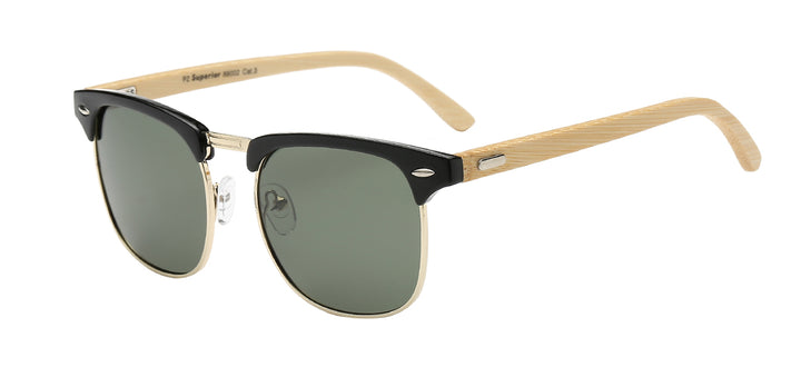 Polarized Superior PZ-SUP89002 Classic Soho Frame Eco-Friendly Bamboo Temple Unisex Sunglasses