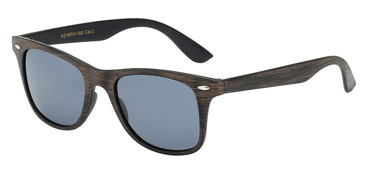 Polarized Retro Rewind PZ-WF01-WD Iconic Silhouette Wood Grain Print Frame Unisex Sunglasses