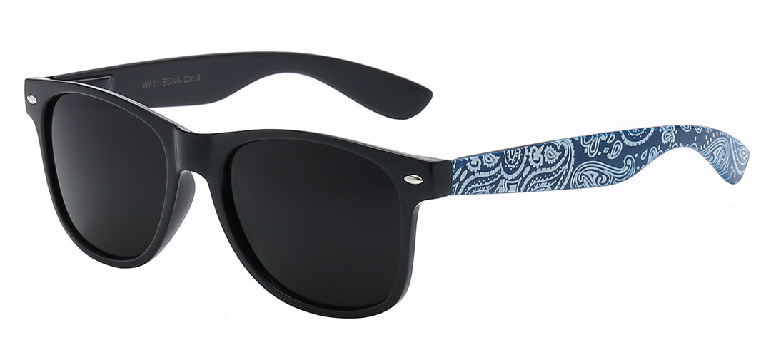 Retro Rewind WF01-BDNA Iconic Design Bandana Print Temple Unisex Sunglasses