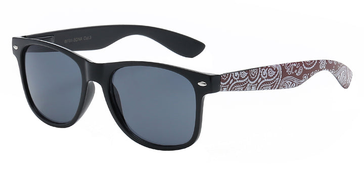 Retro Rewind WF01-BDNA Iconic Design Bandana Print Temple Unisex Sunglasses