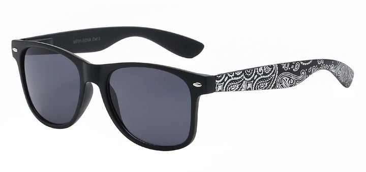 Retro Rewind WF01-BDNA Iconic Design Bandana Print Temple Unisex Sunglasses