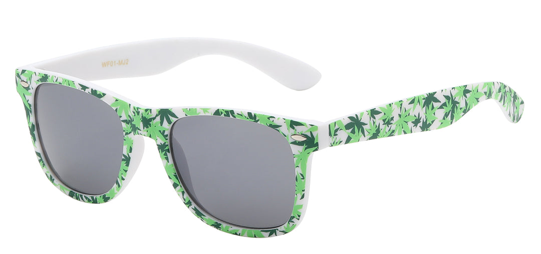 Retro Rewind WF01-MJ2 Iconic Classic Frame Cannabis Leaf Printed Frame Unisex Shades