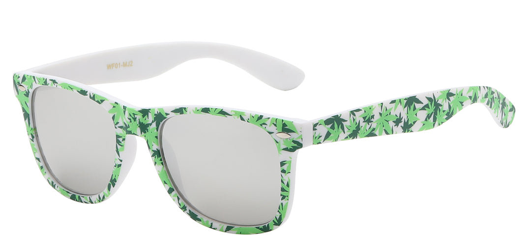 Retro Rewind WF01-MJ2 Iconic Classic Frame Cannabis Leaf Printed Frame Unisex Shades