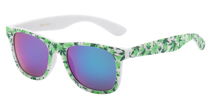 Retro Rewind WF01-MJ2 Iconic Classic Frame Cannabis Leaf Printed Frame Unisex Shades