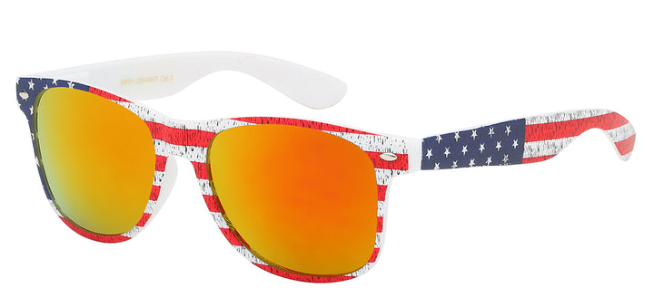 Retro Rewind WF01-USA-WHT Iconic Design White Frame USA Flag Unisex Sunglasses