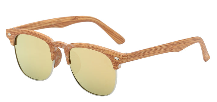 Retro Rewind WF13-WDCM Classic Soho Frame Black and Wood Grain Print Unisex Shades