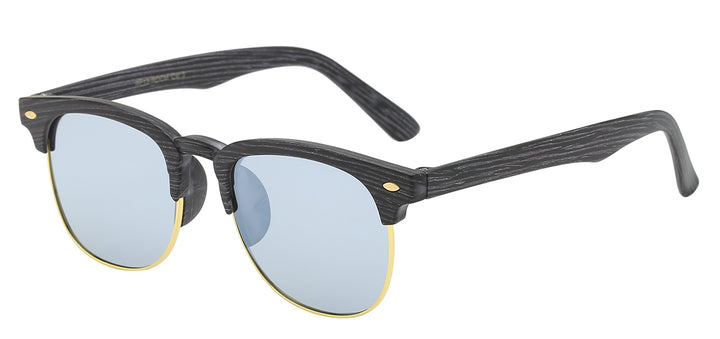 Retro Rewind WF13-WDCM Classic Soho Frame Black and Wood Grain Print Unisex Shades