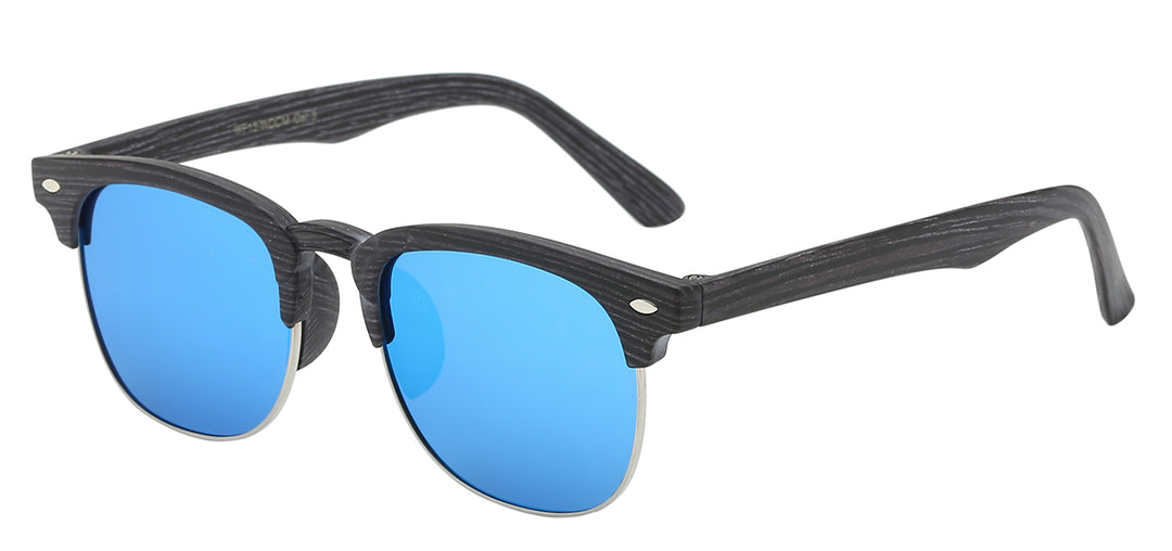 Retro Rewind WF13-WDCM Classic Soho Frame Black and Wood Grain Print Unisex Shades