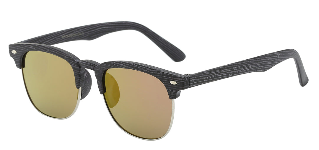 Retro Rewind WF13-WDCM Classic Soho Frame Black and Wood Grain Print Unisex Shades