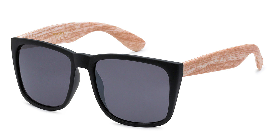 Retro Rewind WF06 Square Wood Grain Casual Unisex Sunglasses