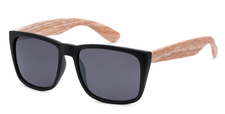 Retro Rewind WF06 Square Wood Grain Casual Unisex Sunglasses