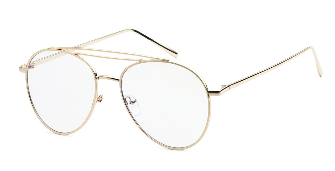 Nerd Eyewear NERD-065 Trending Brow-Bar Aviator Fashion Clear Lens Glasses