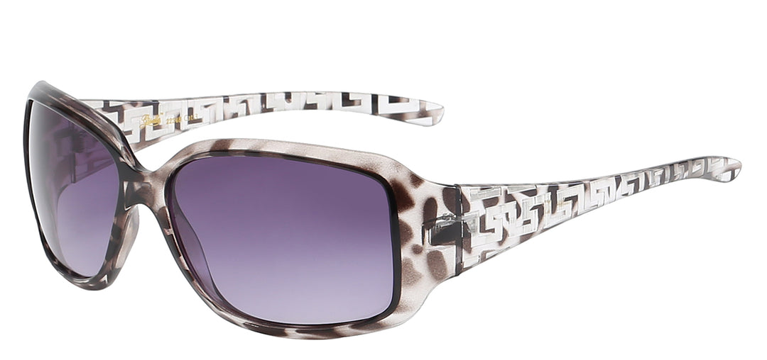 Giselle 8GSL22248 Couture Polymer Wrap Mosaic Design Temple Ladies Sunglasses