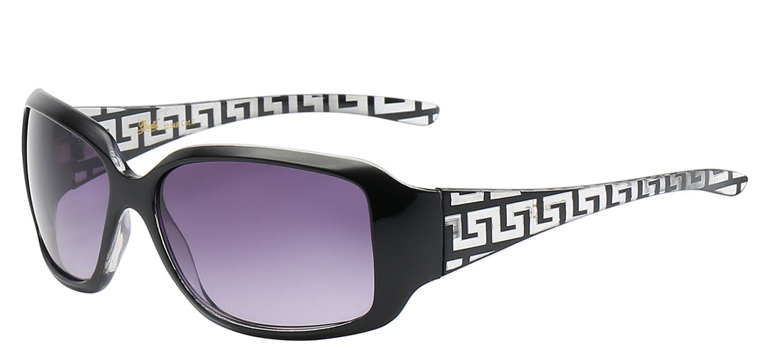 Giselle 8GSL22248 Couture Polymer Wrap Mosaic Design Temple Ladies Sunglasses