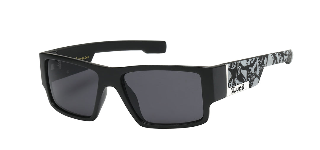 Locs 8LOC91085-SKL Black Frame with Skull Print Tough Guy's Sunglasses