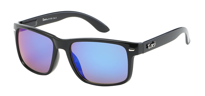 Locs 8LOC91109-MIX Contemporary Square Frame with Mirror Lens Unisex Sunglasses