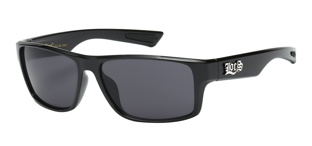 Locs 8LOC91111-BK Street Fashion Casual Shiny Black Wrap Unisex Sunglasses