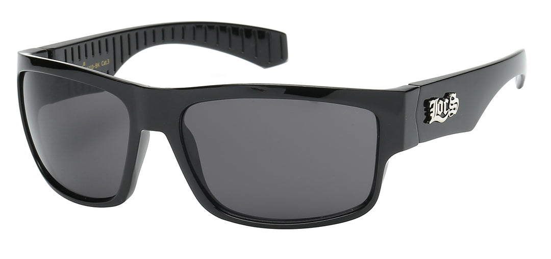 Locs 8LOC91113-BK Retro Flat Polished Black Warp with Tapered Temple Unisex Sunglasses