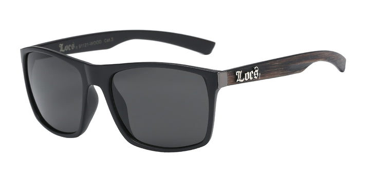 Locs 8LOC91121-WOOD - Classic Fashion Silhouette with Wood Print Temple Unisex Sunglasses