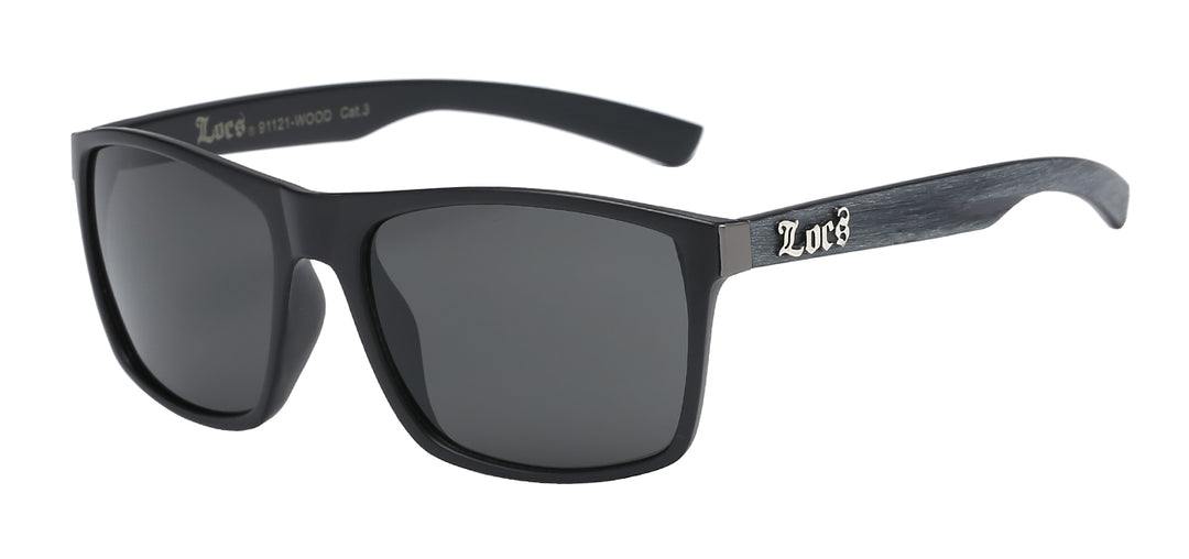 Locs 8LOC91121-WOOD - Classic Fashion Silhouette with Wood Print Temple Unisex Sunglasses